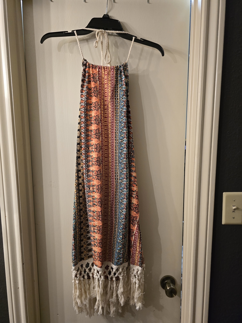 SHEIN Curve Orange Multi-Color Boho Fringe Mini Dress